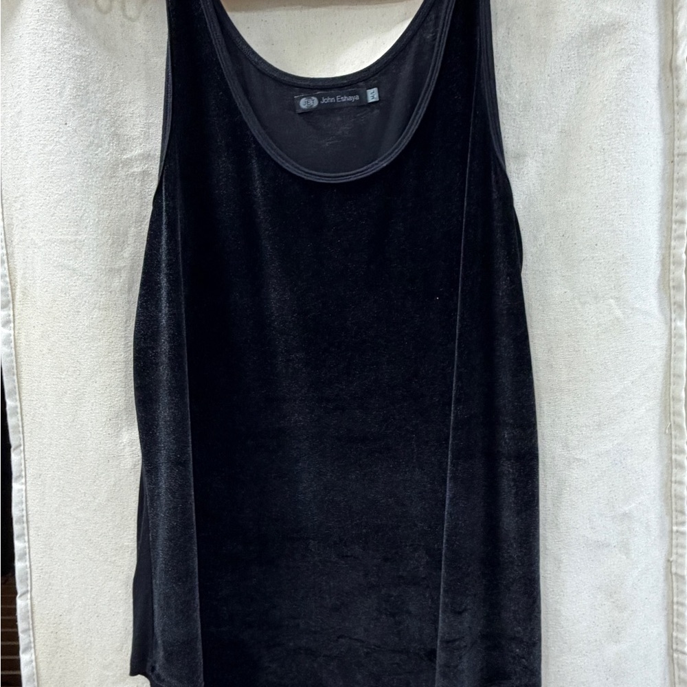 Women's Black velvet Tank Top John Eshaya M/L